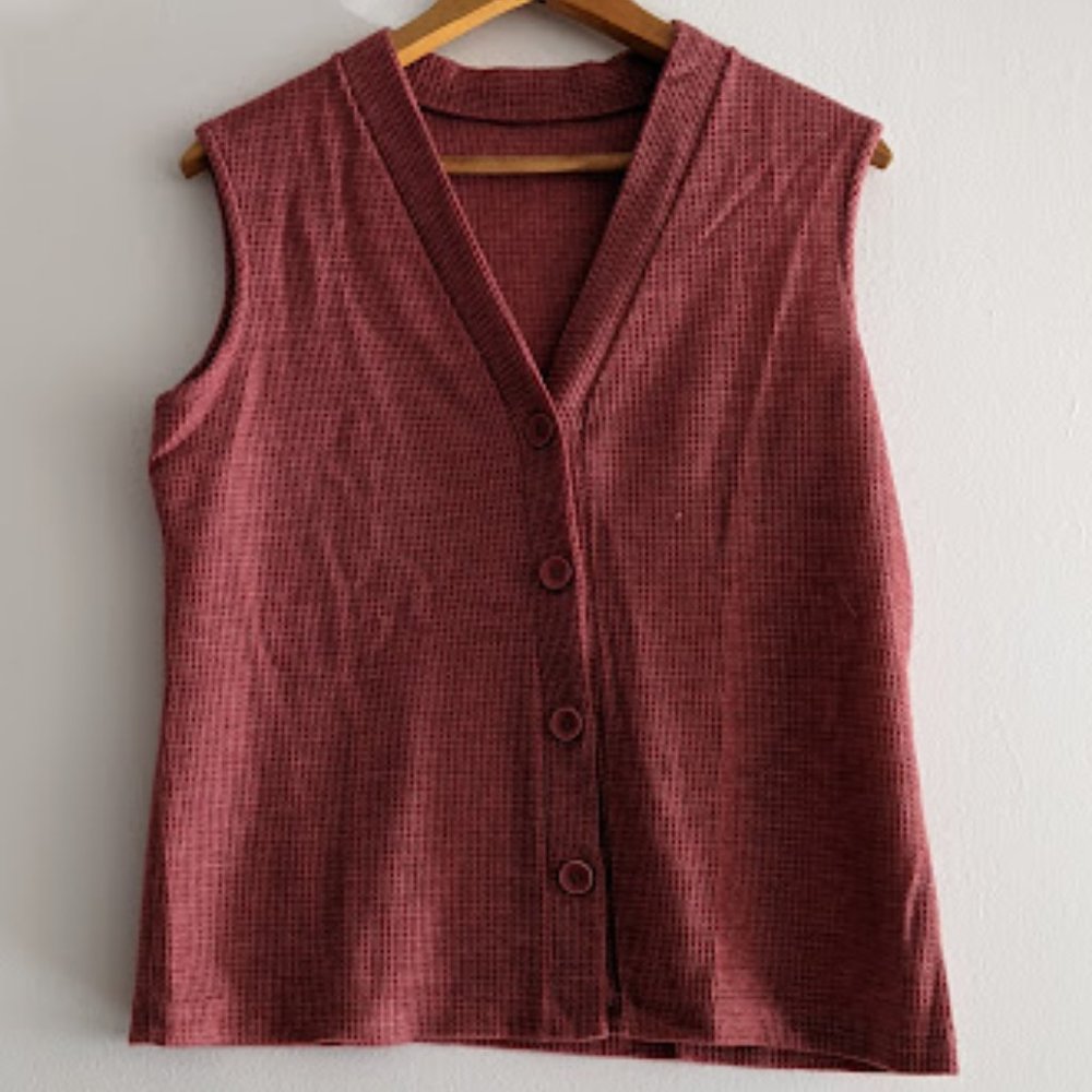 Vintage Dutchmaid Terracotta Waffle Knit Vest Size 38